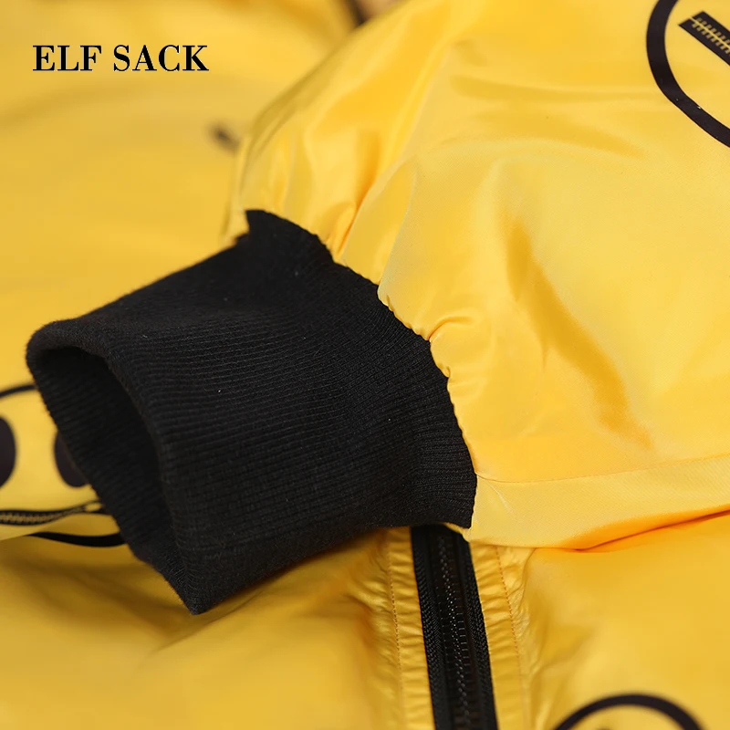 Женский пуховик ELFSACK белый Повседневный с принтом на зиму 90%|Женские пуховики| |