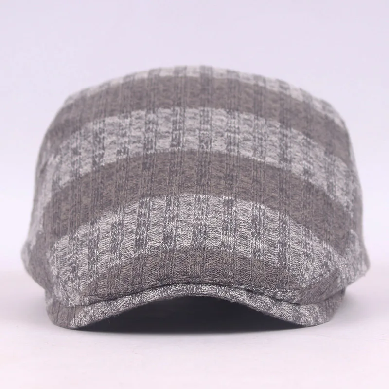 Men Fashion Knitted Crochet Stripe Hat Beret Peaked Driver Cabbie Newsboy Cap CSHAT0142 |
