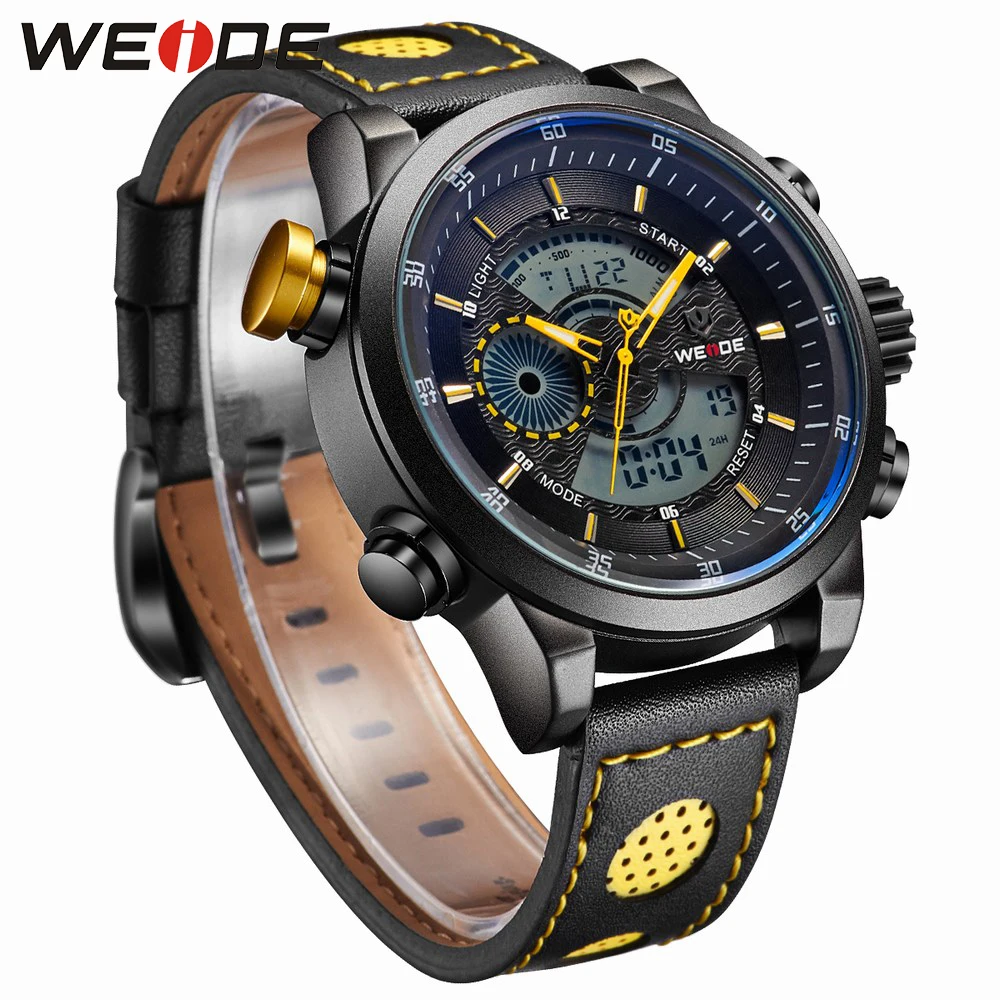 WEIDE Спорт Секундомер Сигнализации Роскошные Часы Черный Циферблат