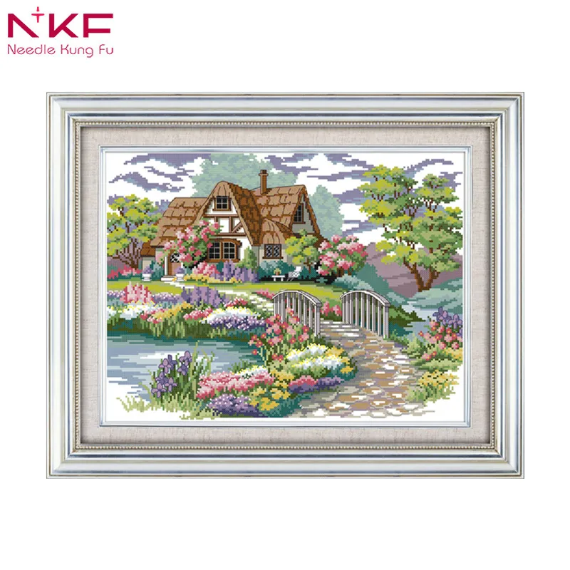 Dream house, европейский стиль, украшения для дома в китайском стиле, вышивка крестиком, вязаный костюм, напечатанный на холст своими руками, dmc14CT пейзаж