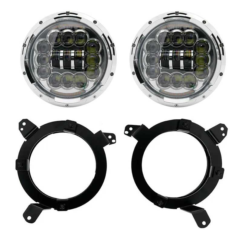 90w Headlight Chrome Светодиодный свет " дюймов 60 Вт светодиодный Замена Halo Белый DRL светодиодные фары с плотные отражатель для джип JL JT JL JLU налобный фонарь - Цвет: 90w Headlight Chrome