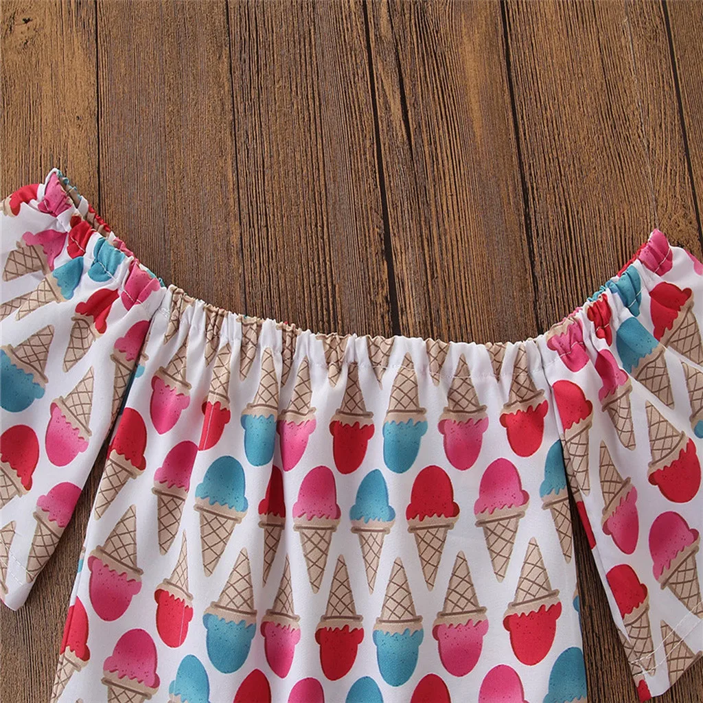 Детская одежда Одежда для девочек Футболка с принтом мороженого топ + штаны