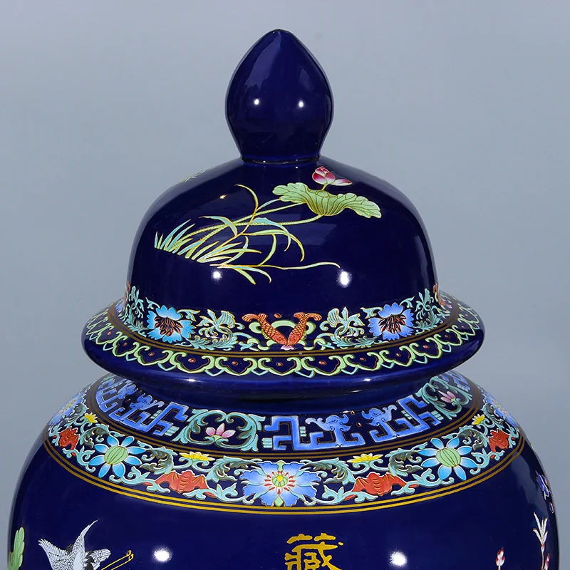 Ретро Цзиндэчжэнь керамический пастельный общий бак Имбирная банка цветок и