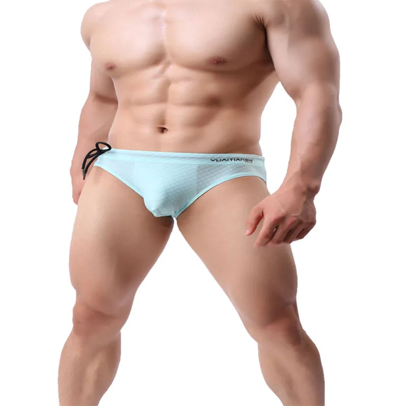 Mint Green 5 цветов, Мужской купальный костюм, пляжная одежда для плавания, шелковые дышащие шорты для отдыха, летнее Мужское нижнее белье, хит, бикини, плавки, ming - Цвет: Mint Green