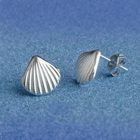 top quality 925 sterling silver cute shell shape stud earrings for women girlfriend fashion lovely jewelry fast shipping