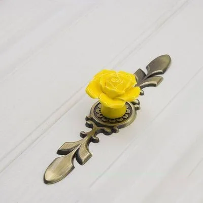 Керамическая роза Ручки выдвижные ручки задняя пластина розовый красный желтый