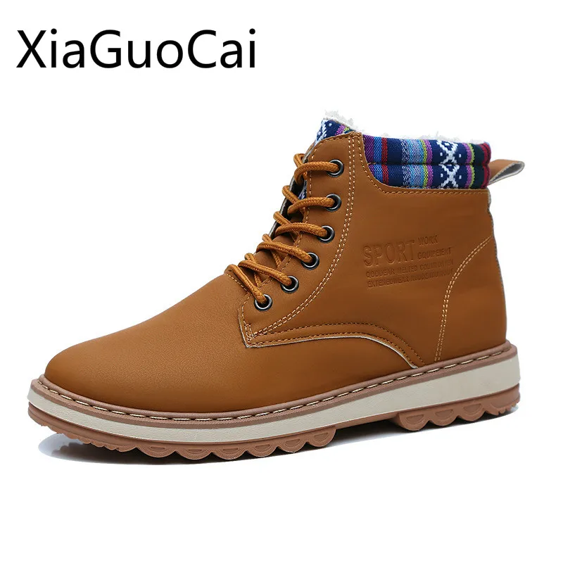 

Autumn and Winter Newest Mens Winter Boots High Top Waterproof Men's Casual Boots Shoes Round Toe Lace-up Winter Boots