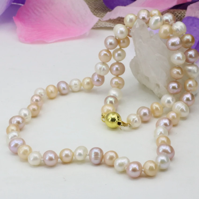 Многоцветный жемчужное ожерелье 7-8 мм натуральный пресноводным