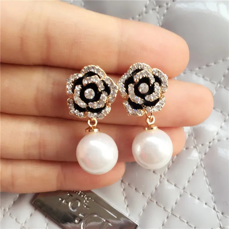 E50 Камелия цветы жемчуг роскошный известный бренд boucles d'oreille Ювелирные серьги