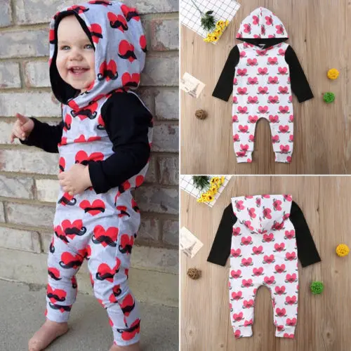 Комбинезон для новорожденных с длинным рукавом и принтом в виде сердца