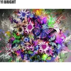 5D сделай сам: разноцветные бабочки, цветы, алмазная вышивка крестиком, квадратная Стразы Украшения мозаикой