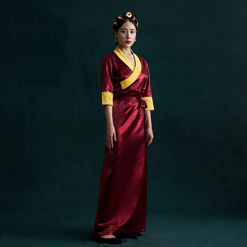 Тибетское платье, тибетская одежда, китайское платье cheongsam qipao, традиционная китайская одежда для женщин TA621