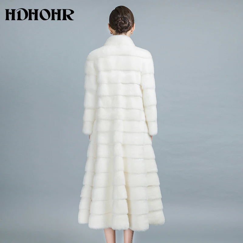 HDHOHR 2020 высококачественные натуральные норковые меховые пальто длинные с юбкой