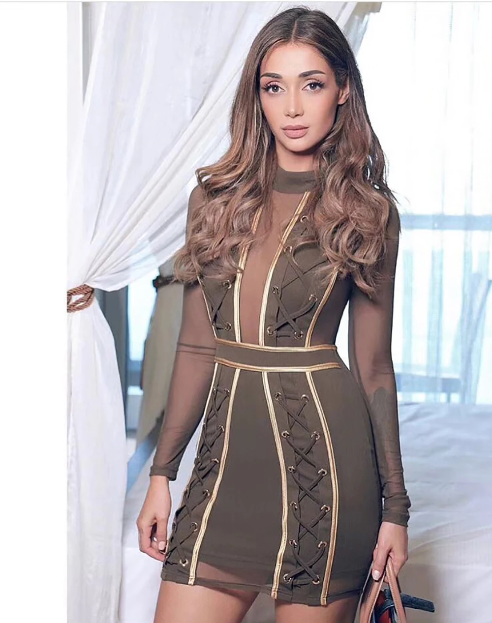 Высококачественное зимнее платье с длинным рукавом элегантное женское