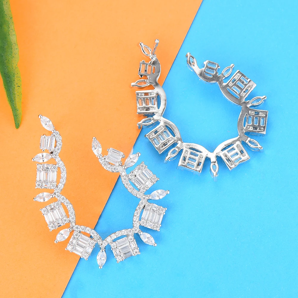 SisCathy 2019 Elegant Women Earrings Iregular Geometry Full Pave Cubic Zirconia Stud Statement Ear Party Accessories | Украшения и