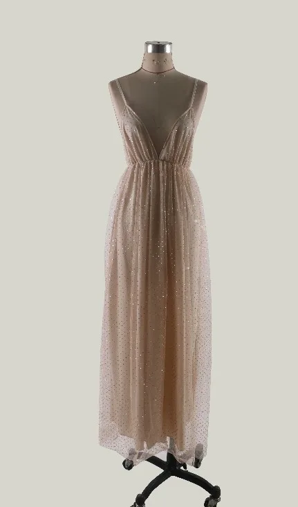 Fuedage летнее сексуальное платье с блестками и v образным вырезом женское на