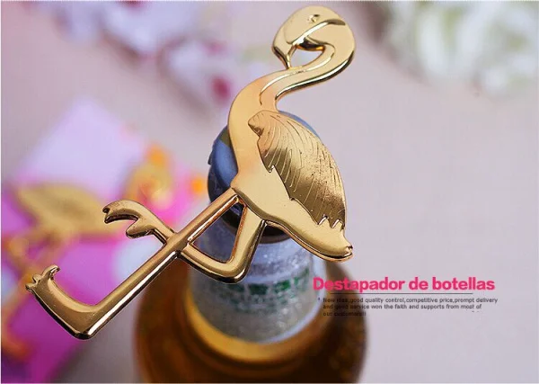 &quotПричудливая и eathered&quot бутылка с Фламинго открывалка Свадебные сувениры