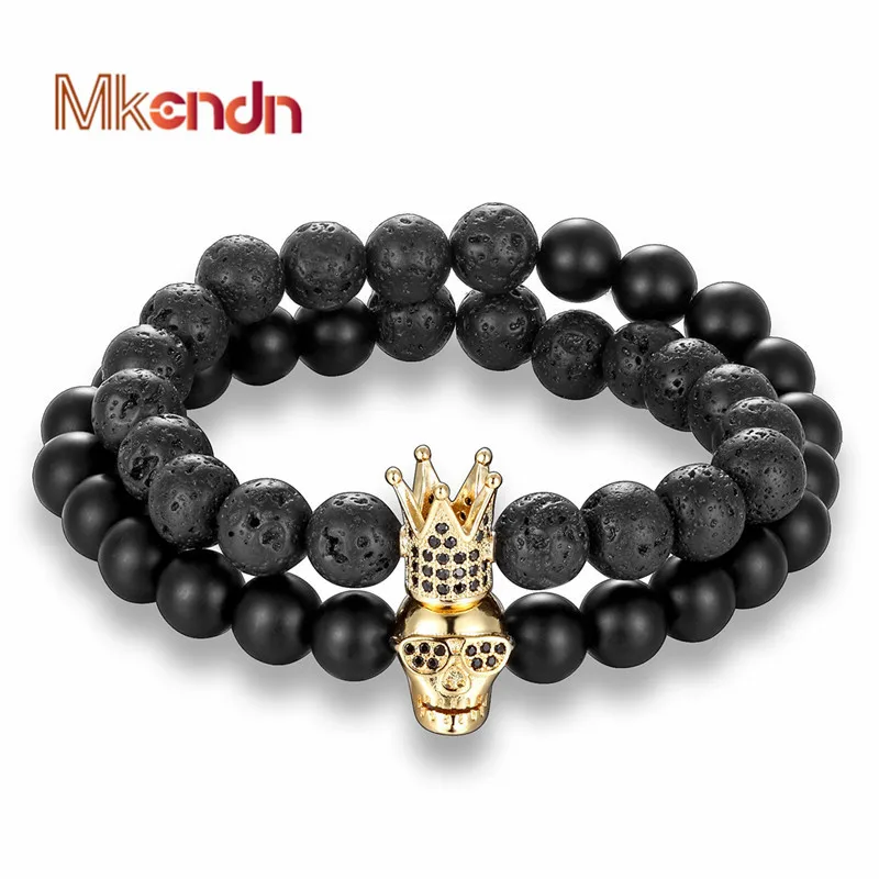 MKENDN Высококачественная Новая мода очаровательный браслет с короной и черепом