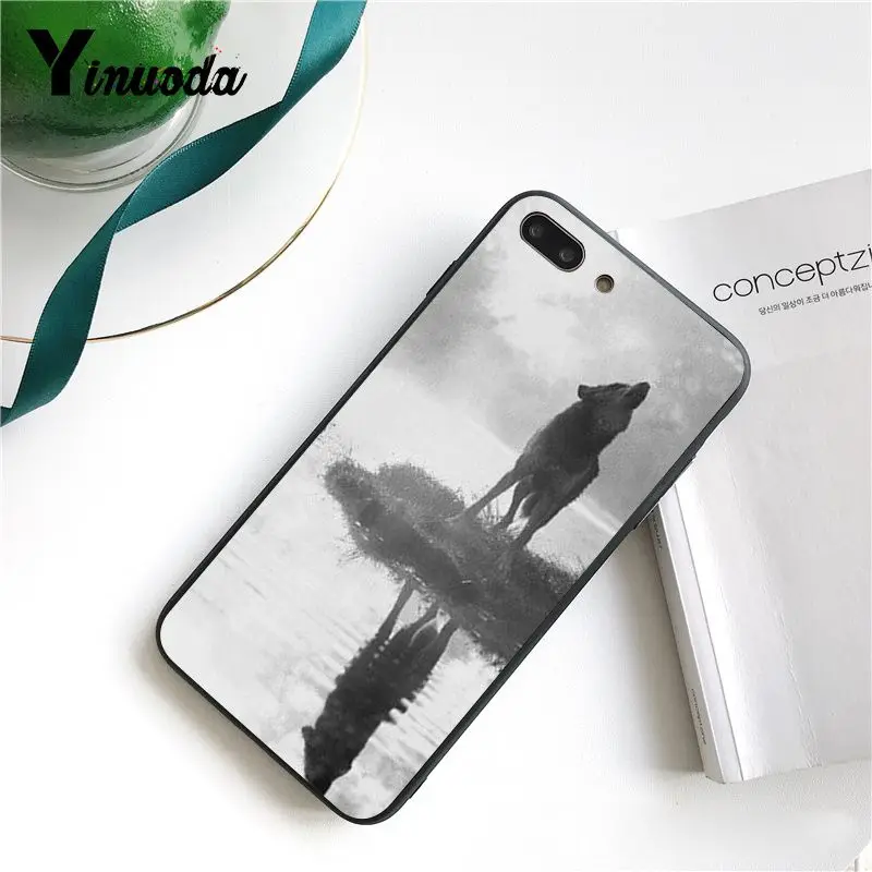 Чехол Yinuoda для iphone 7 X классный черный и белый чехол с волчьими животными iPhone 6 6s 7plus