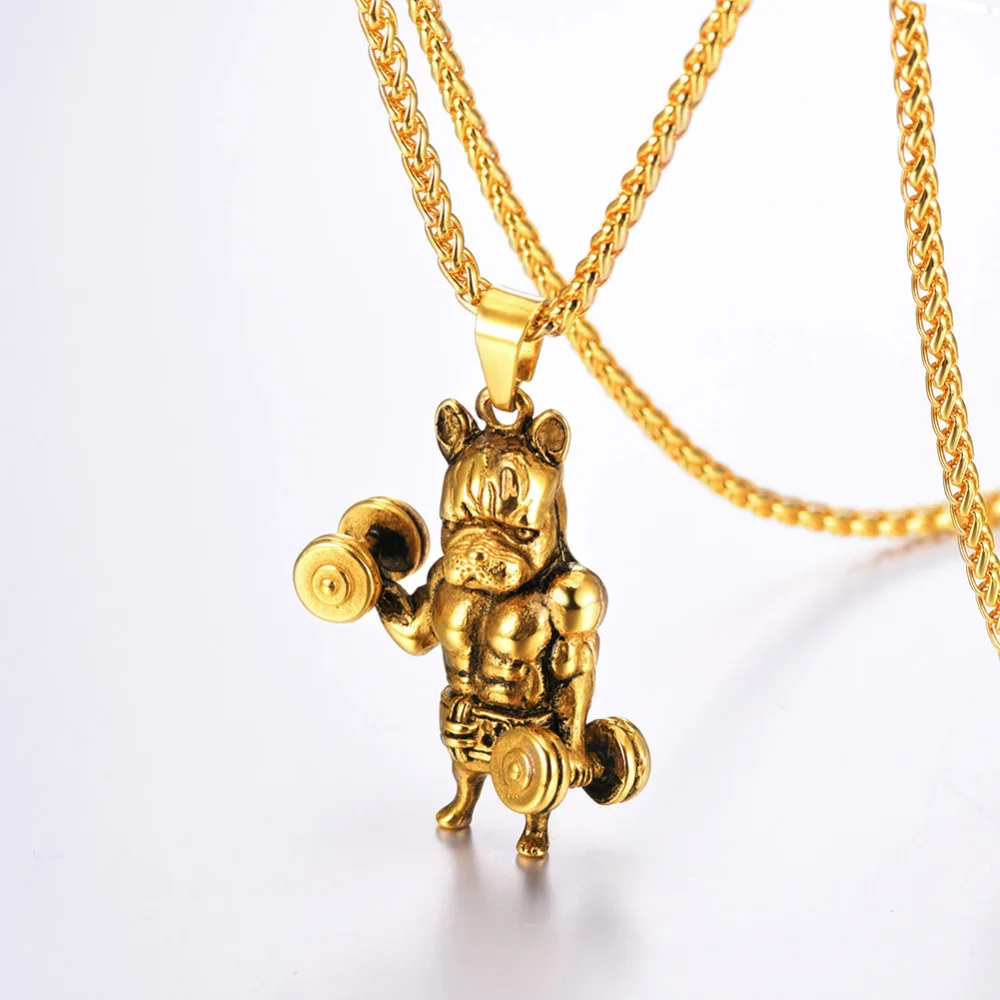 Заявление ожерелье для мужчин подвеска Французский бульдог из нержавеющей стали