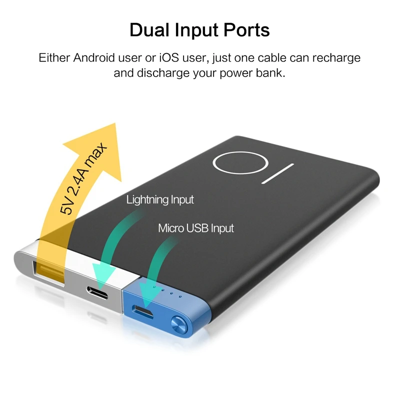ROCK Slim 10000 мАч power Bank портативный ультратонкий полимерный металлический сплав bank