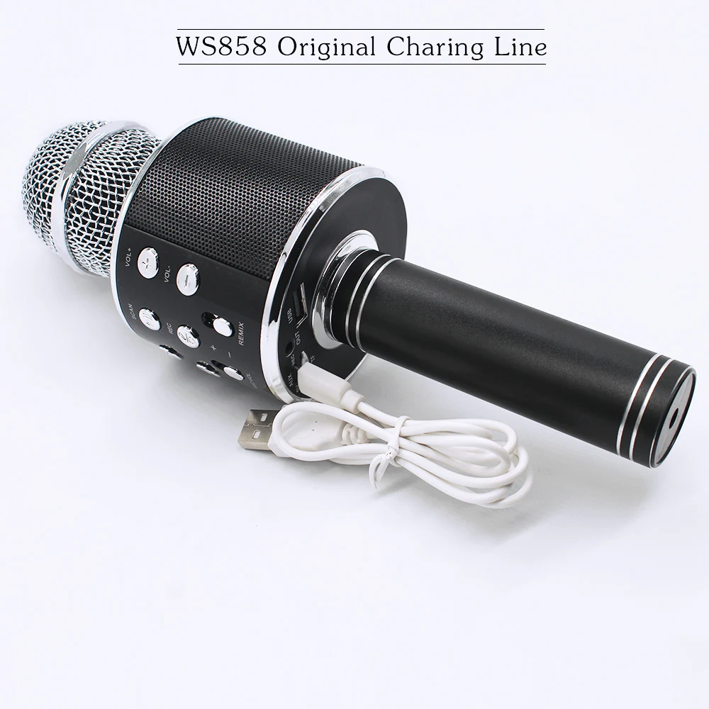 WS858 Bluetooth беспроводной микрофон для караоке AUX line/Micro USB зарядный кабель/пенный(мягкий) микрофон Чехлы/Чехол для микрофона