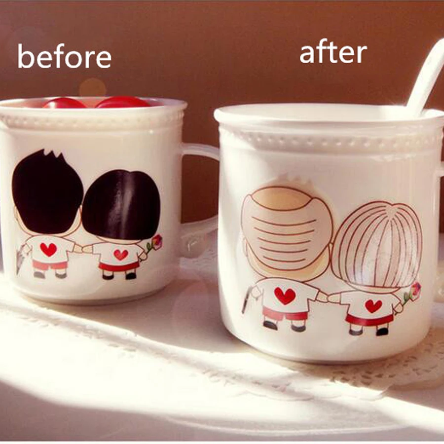 Специальные Дизайн Цвет изменение Чашки Кружки мультфильм творческий с ложкой