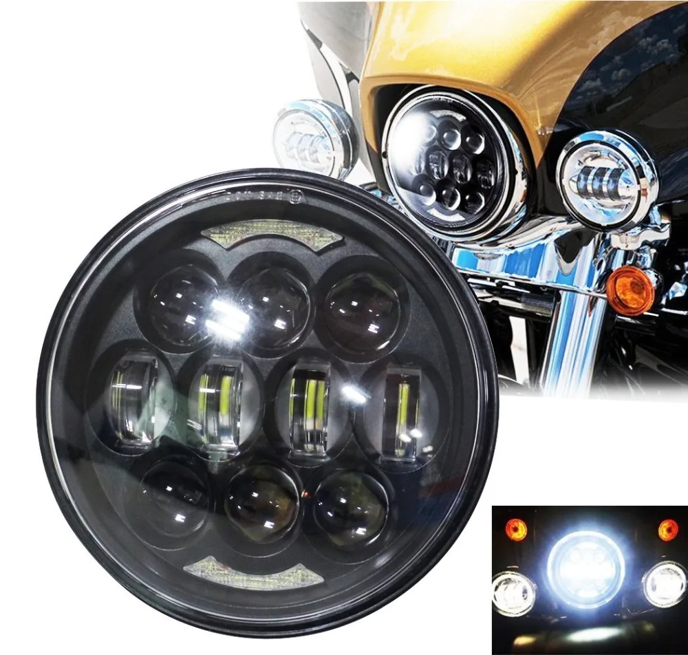 5,75 дюймов светодиодные фары Halo Кольцо DRL ангельские глазки для Harley Sportster Touring супер Glide Dyna Sportster Moto 5 3/" налобный фонарь
