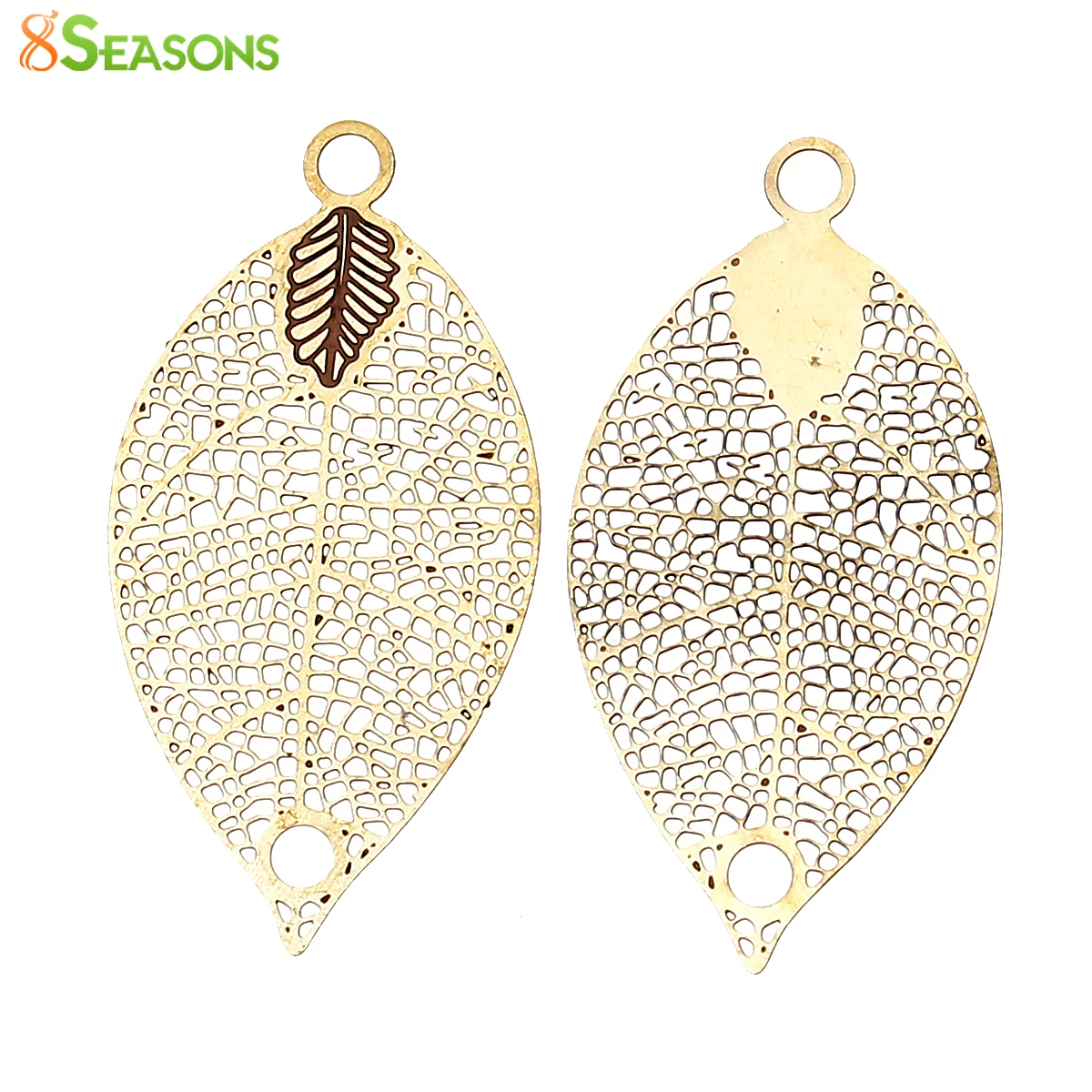 8SEASONS Brass Filigree Stamping Connectors Findings Leaf Original Color 31mm(1 2/8") x 16mm( 5/8") 50 PCs | Украшения и