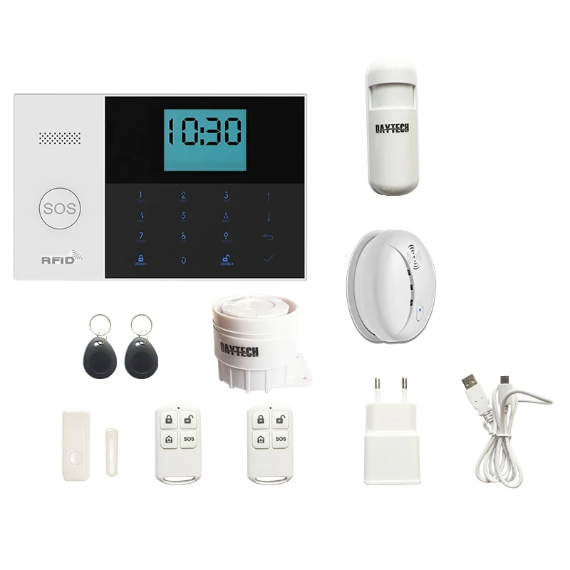 DAYTECH GSM WiFi сигнализация система безопасности дома PIR детектор датчик двери приложение iOS/Android приложение управление TFT экран 8 языков - Цвет: TA02-KIT5