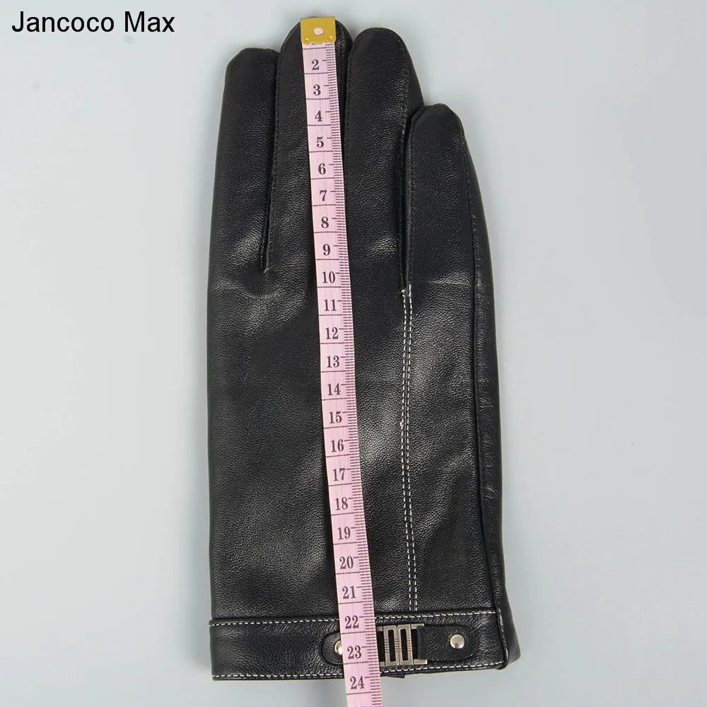 Jancoco Max черные перчатки из натуральной овчины для мужчин модный бренд сенсорный экран открытый варежки Зимние теплые S2024