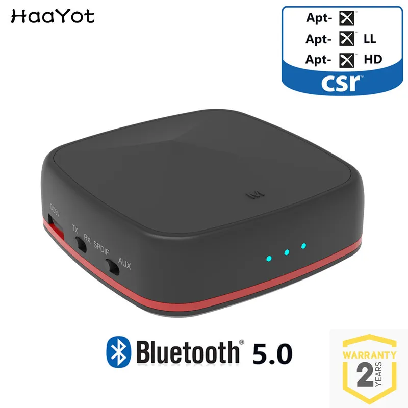 HAAYOT Bluetooth 5,0 CSR8675 передатчик беспроводной аудио приемник Aptx HD рецептор с цифровой оптический Toslink/SPDIF/AUX адаптер