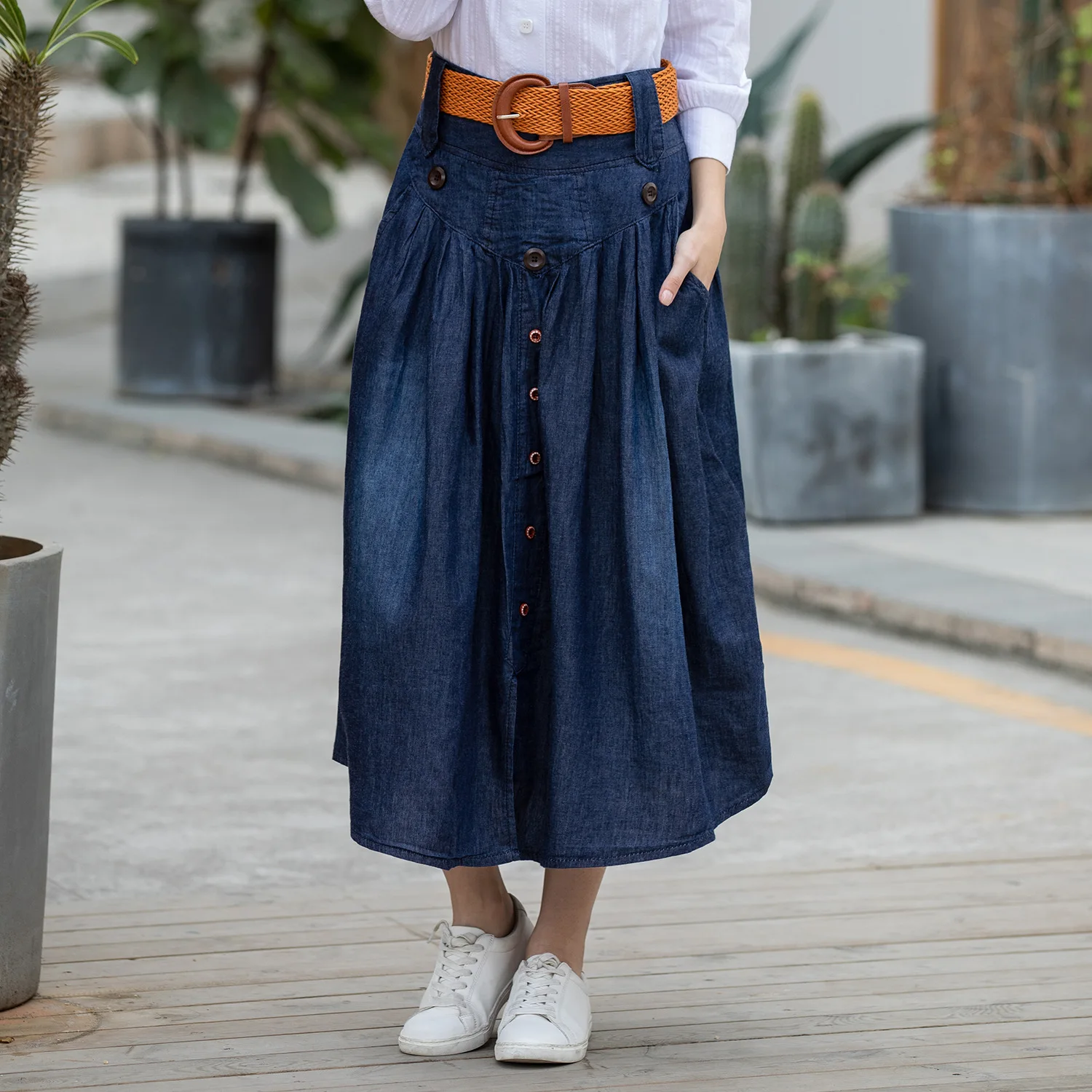 

2020 Summer New Arrival American Style Single Breasted Long Jean Skirt Plus Size High Waist Skirt 6XL Available Free Shipping