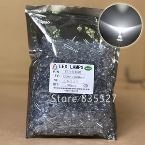 1000 шт.лот F5 5 мм круглые светодиодные водные и прозрачные белые супер яркие светодиодные светоизлучающие диоды набор DIP лампы