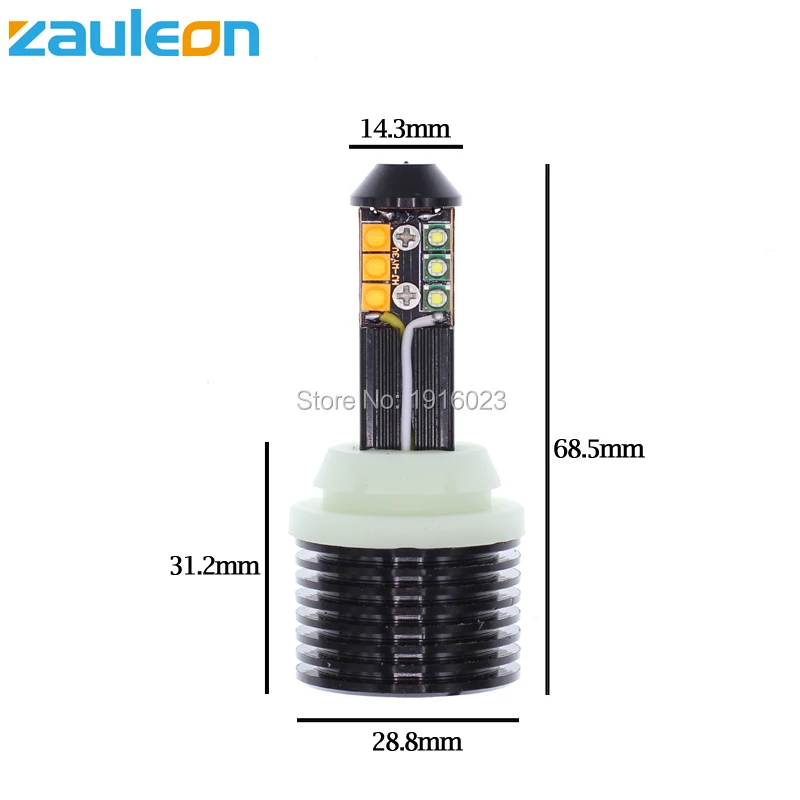 Zauleon 2 шт. T20 7440 WY21W W21W белый/желтый двойной цвет для передней DRL/указатель поворота светильник без ошибок нет гипер мигающая лампа