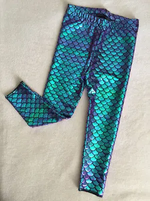 Новинка 2019 обтягивающие леггинсы в виде рыбьей чешуи для маленьких девочек брюки