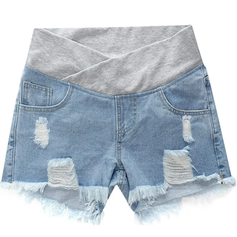 

Maternity Shorts Summer Low Waist Denim Pregnancy Shorts Casual Hole Belly Elastic Waist Pregnancy Pants Maternity Clothings