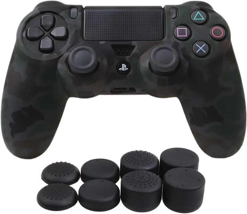 Grey Camo Мягкий силиконовый Джойстик Геймпад Ручки Чехол колпачки на большой палец для sony DualShock 4 playstation 4 PS 4 Pro тонкий контроллер чехол - Цвет: Grey Camo