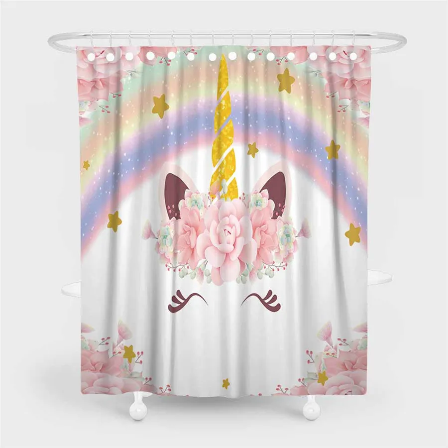 3D Beach Unicorn Shower Curtain Bathroom Waterproof Polyester Printing Curtains for Bathroom Shower
