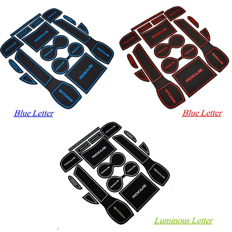 

NEW ROGUE Door Groove Mats Gate Slot Pad Door Pad luminous Non-Slip Interior Door Pad Cup mat for Nissan ROGUE 2014-2016