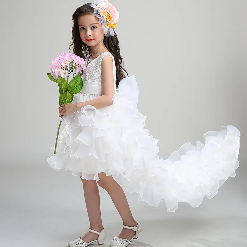 Girl Dress New Summer Children Princess Flower Wedding Formal Evening Dresses for Girls Costume Tail Detachable GDR215 | Детская одежда