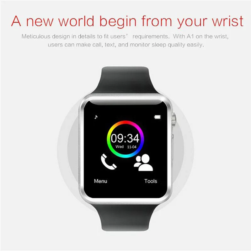 50 шт./лот A1 Bluetooth Смарт часы наручные Спорт Шагомер с SIM Камера Smartwatch для смартфон