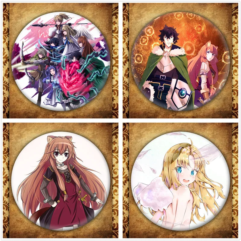 

Anime Tate No Yuusha No Nariagari Display Badge Japanese Cartoon Figure Raphtalia Fillo Brooches Pin Bag Decoration Collection