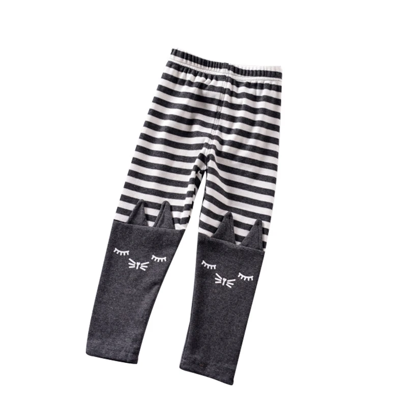 Леггинсы для девочек с объемным принтом кота леггинсы в полоску ушками