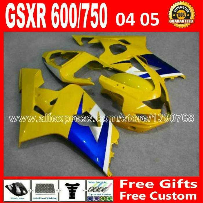 АБС пластик для популярного желто синего 2004 2005 SUZUKI GSXR 600 750 обтекатель K4 RIZLA версия