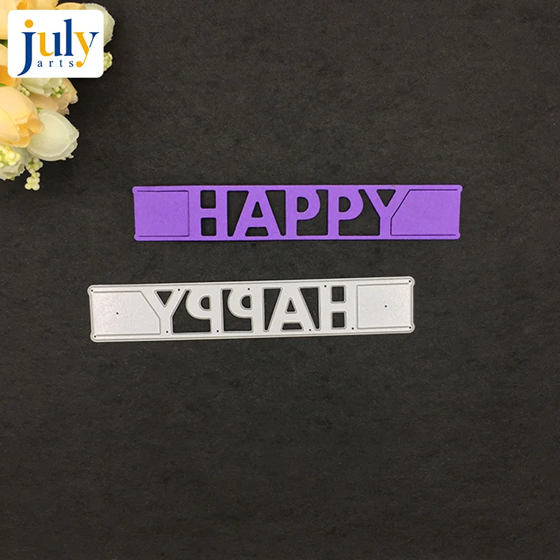 Julyarts счастливый текст творческая резка резак для сделай сам Скрапбукинг