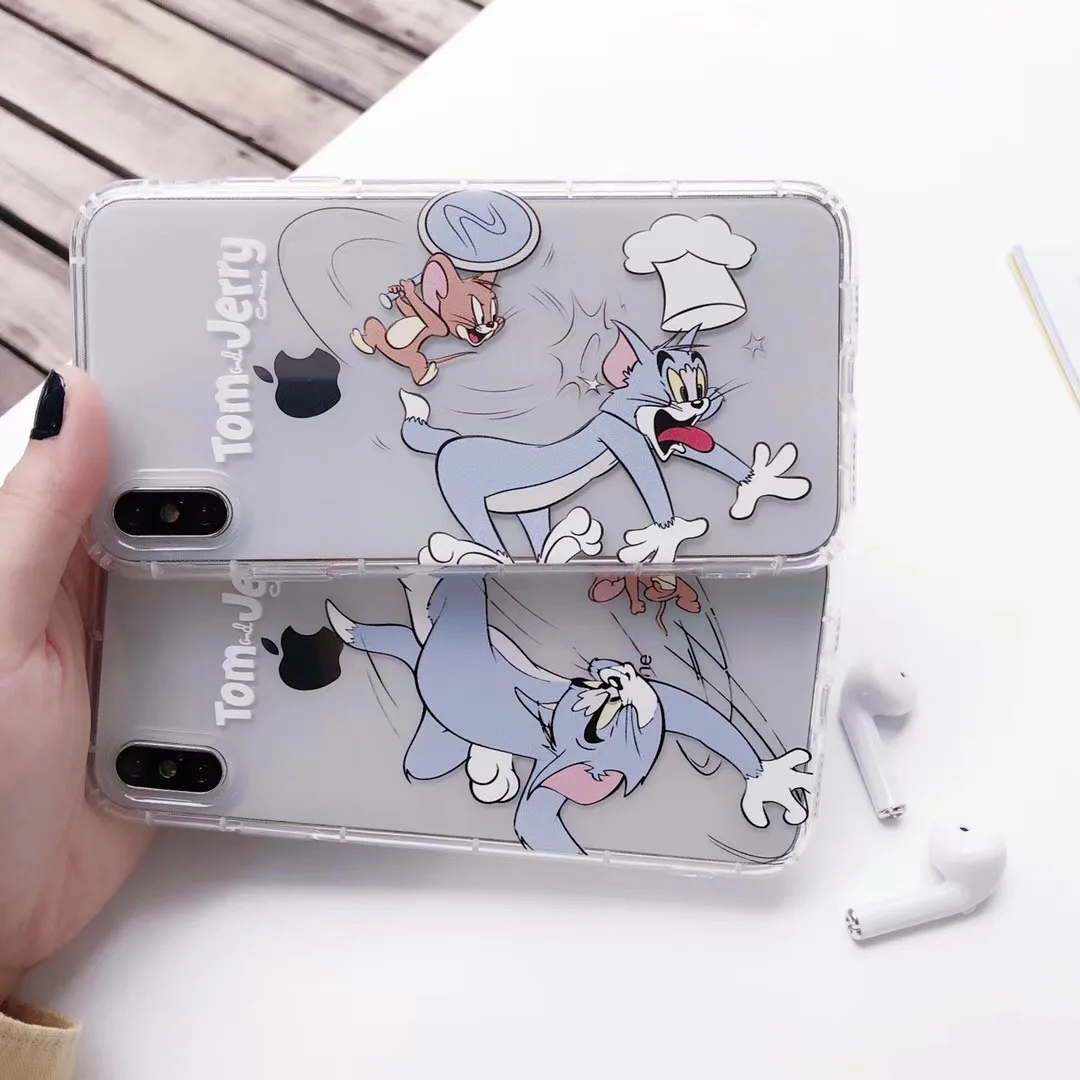 Прозрачный чехол для телефона из ТПУ с милым рисунком Тома Джерри Apple iPhone X 10 XS Max Xr