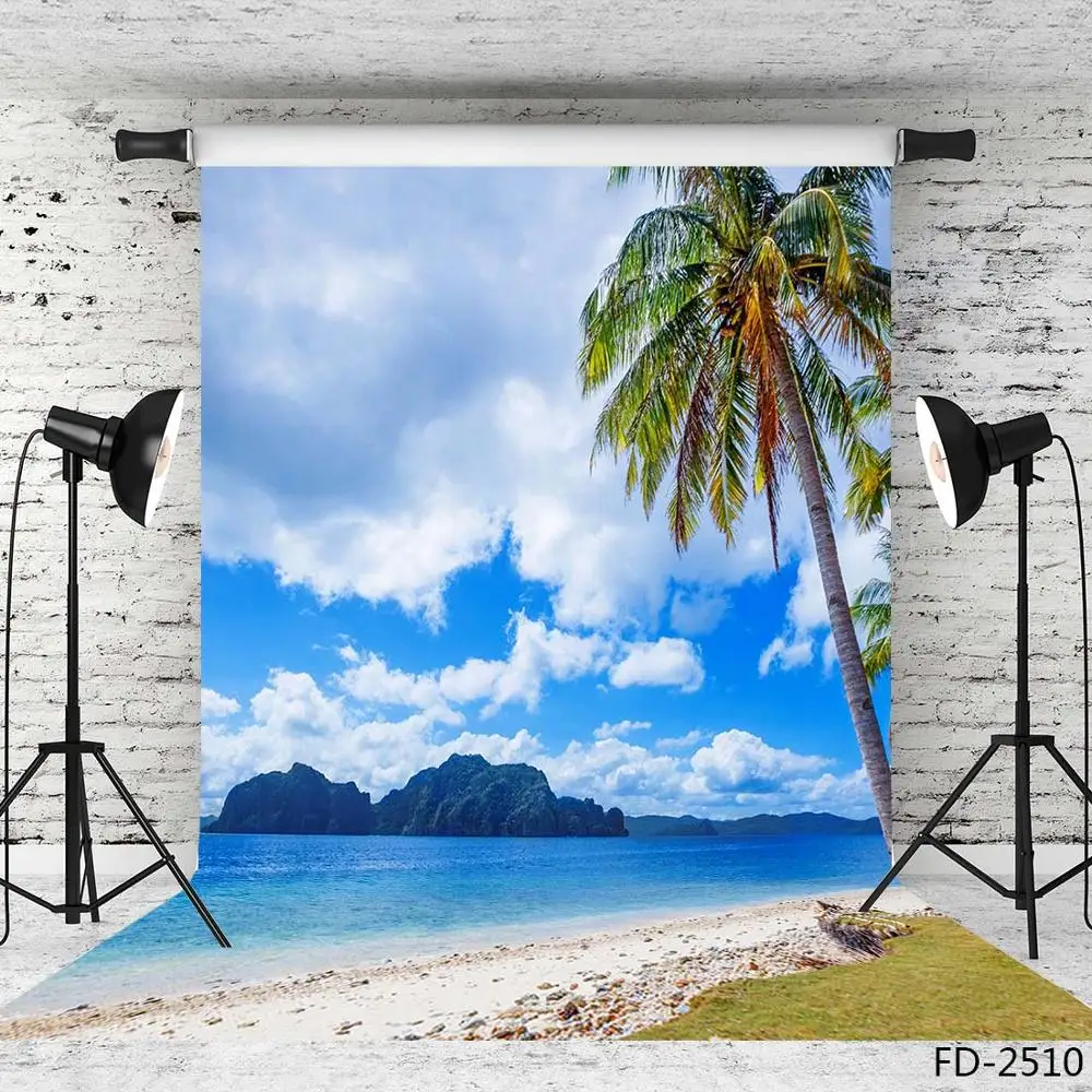 Виниловые фоны для фотосъемки с изображением пляжа кокосовых деревьев остров