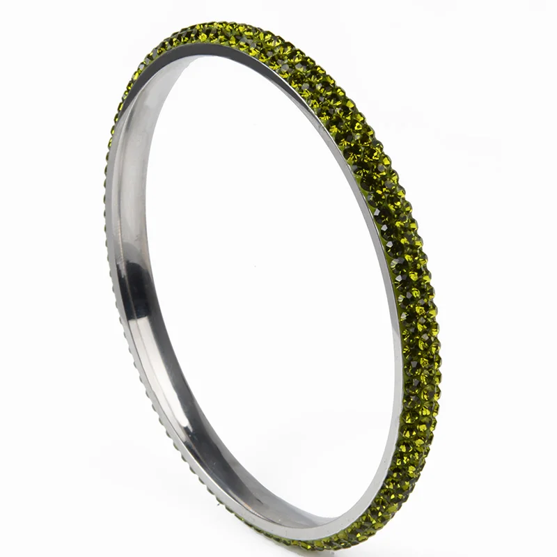 Высококачественный Браслет из нержавеющей стали с кристаллами в 3 ряда 10 цветов