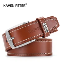 cow genuine leather belt for men casual belts dropshipping designer luxury pin buckle male cowskin belt high quality black